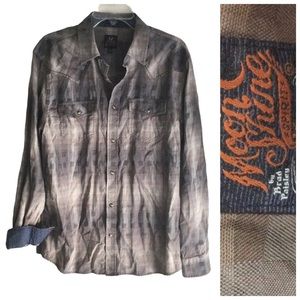 MOONSHINE SPIRIT Brad Paisley Western Pearl Snap Shirt Flip Cuff Men’s Large